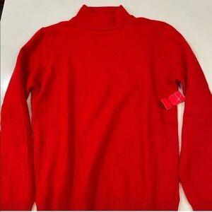 NWT Lambswool Sweater Halston Large VTG Mock Neck Red Angora 90s